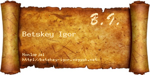 Betskey Igor névjegykártya